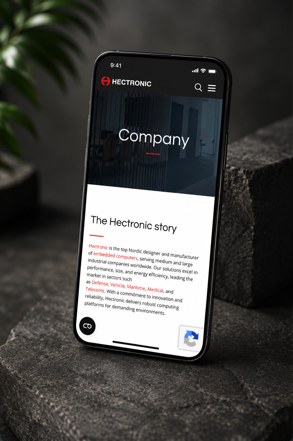 Hectronic mobile view website